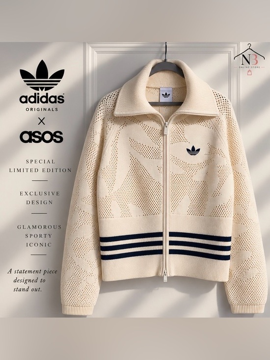 adidas Originals Sweaters - adidas Originals × ASOS knit crochet track top in off white